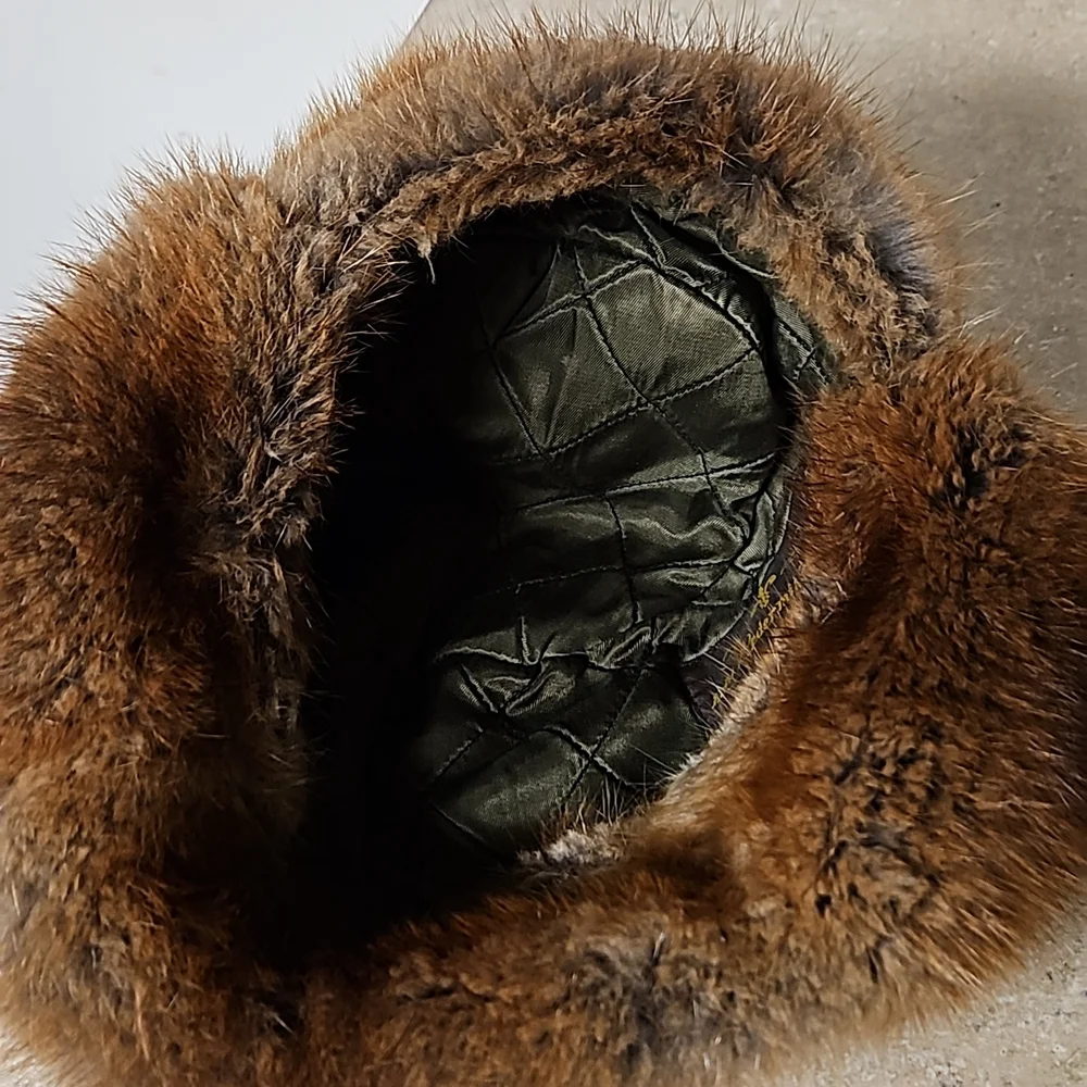 Vintage real fur russian style ushanka trapper hat